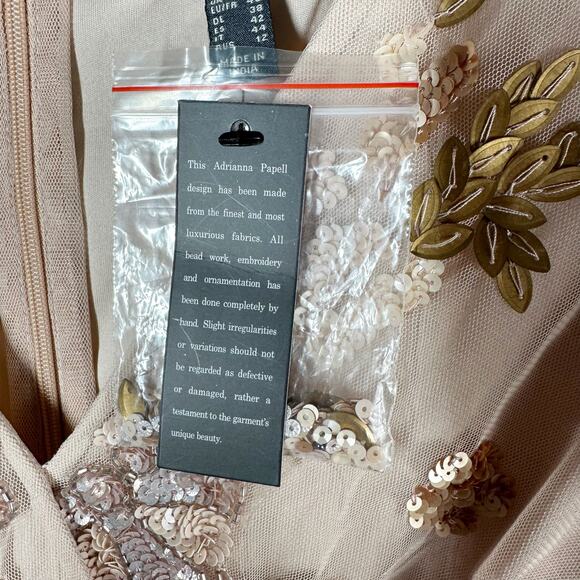 Adrianna Papell Beaded Flutter-Sleeve Tie-Waist Midi Dress Size US 8 - Picture 6 of 12